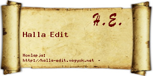 Halla Edit névjegykártya